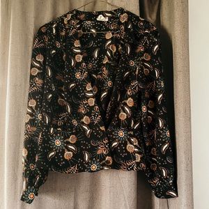 Vici black floral blouse